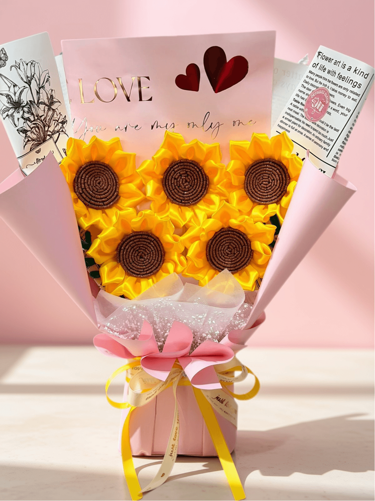 Ramo abanico XL jumbo con 5 girasoles