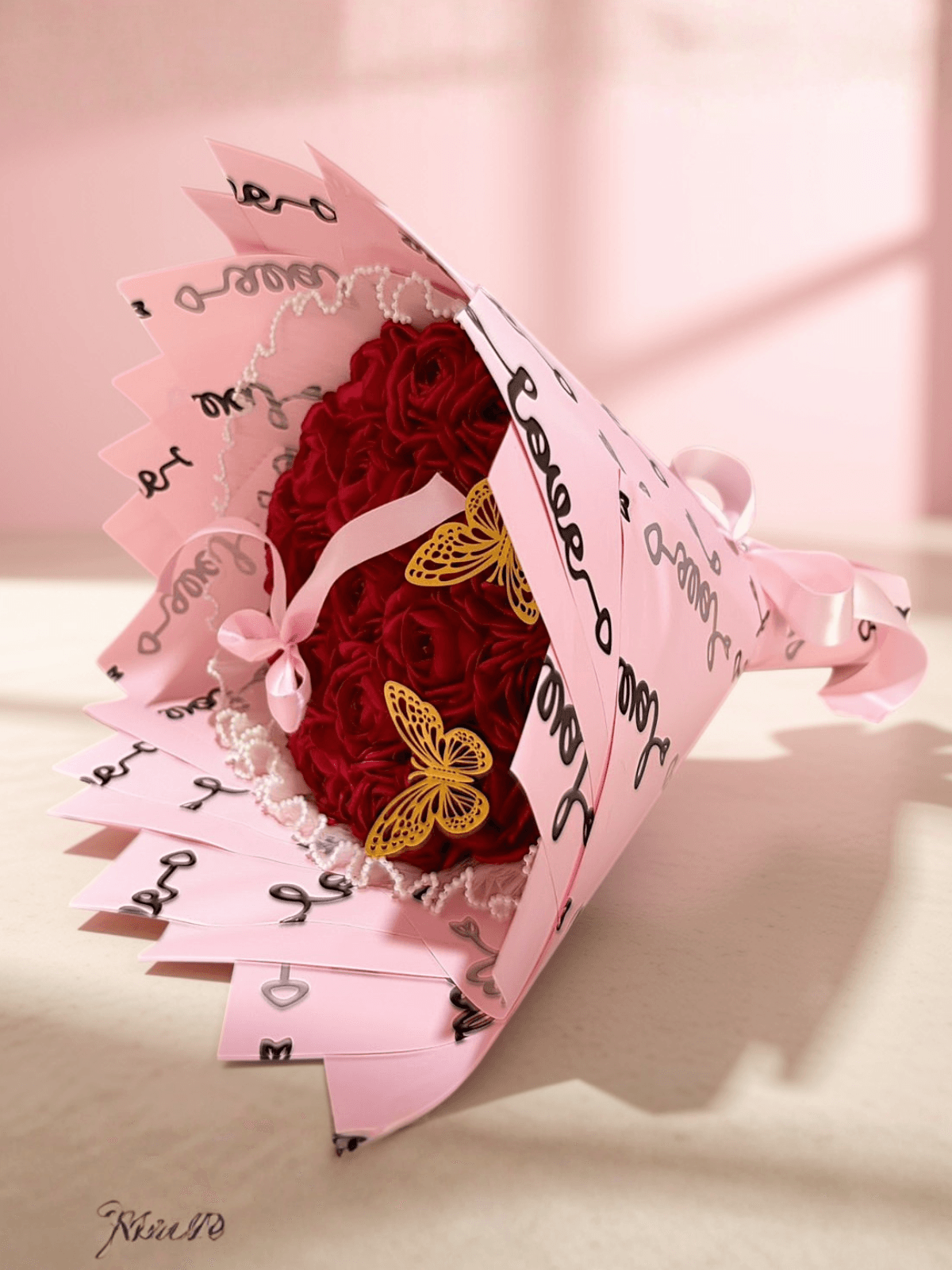 Ramo cono XL con 20 rosas y 2 mariposas